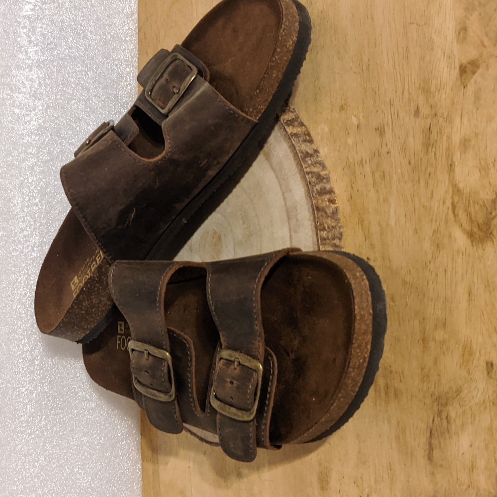 White Mountain Footbed Helga Womens Leather Sandal Sandals Slides Size 10 Brown